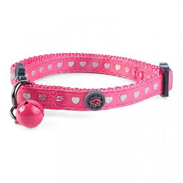 Adjustable WonderLust - Pink Shiny Heart Cat Collar